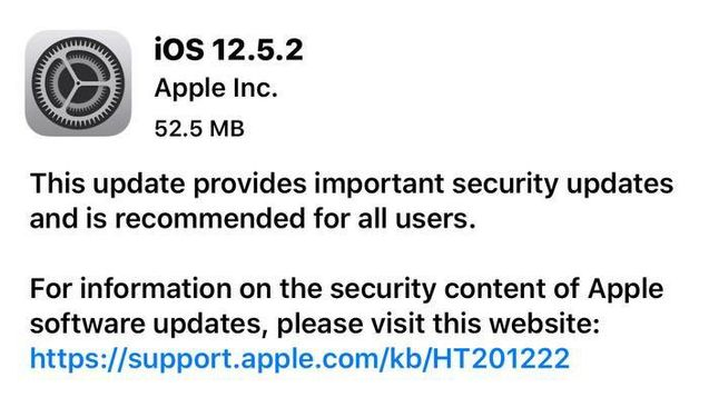 策勒苹果手机维修分享iOS12.5.2发布，建议所有老苹果用户安装 